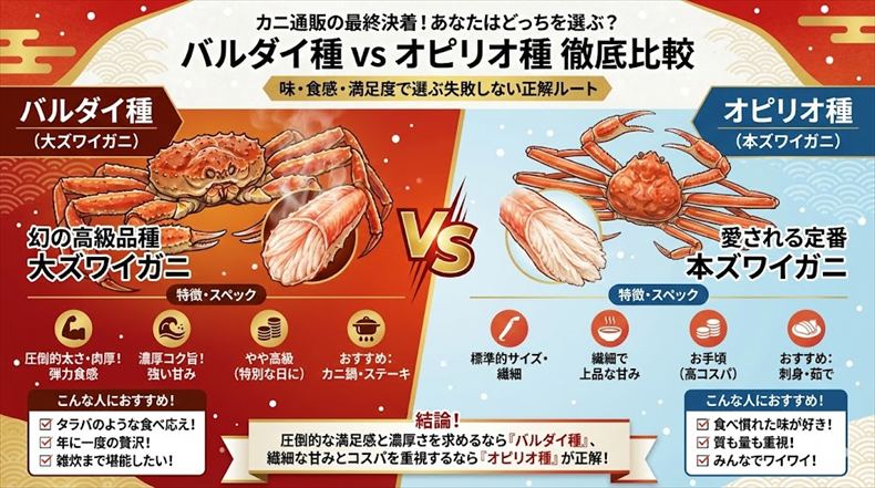 バルダイ種とオピリオ種比較のインフォグラフィック画像